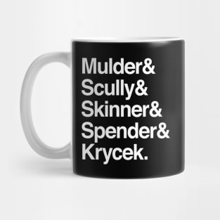 The X-Files in Helvetica - Mulder Scully Skinner Spender Krycek Mug